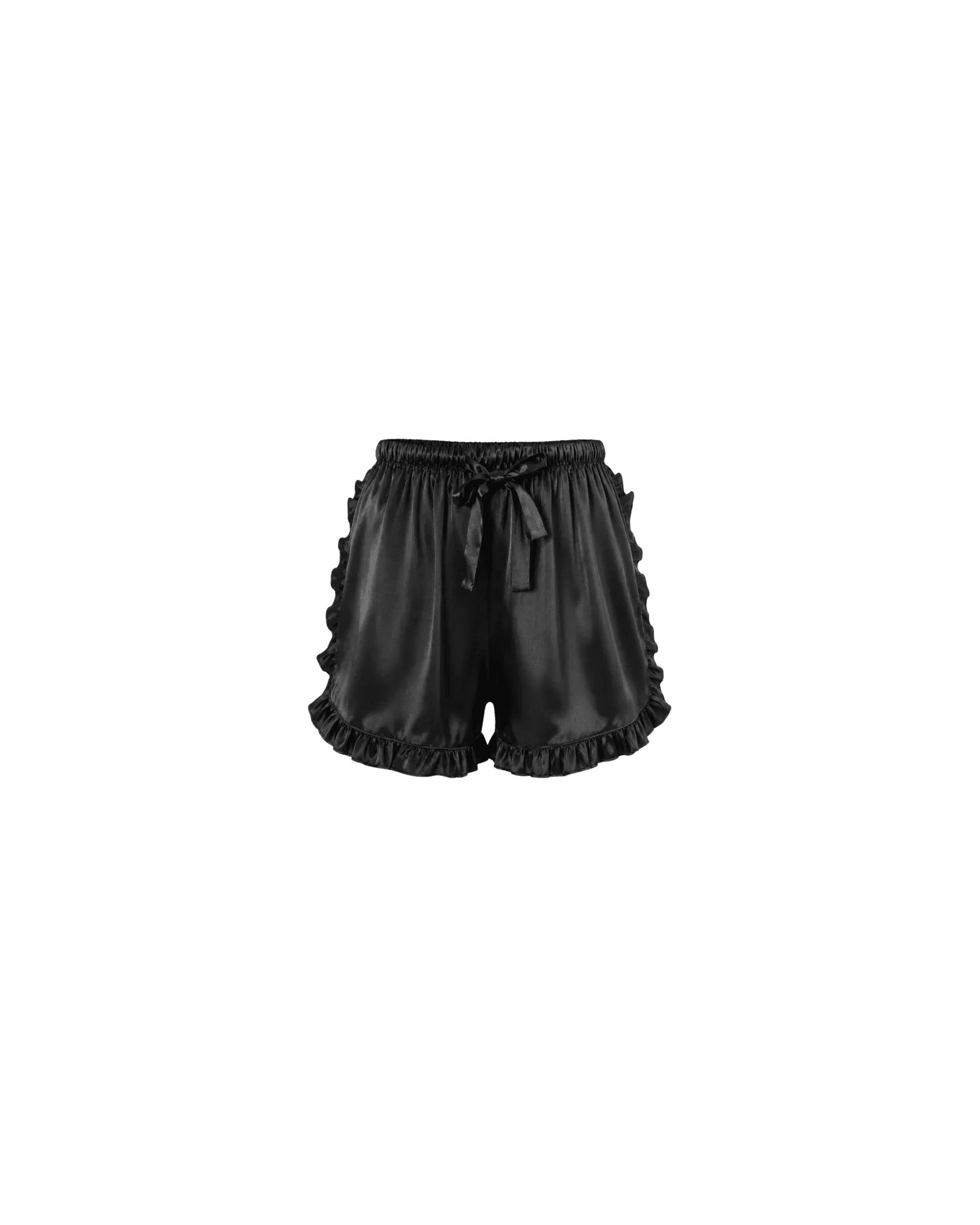 Pyjama Satin Noir Volants Élégance - La Sprezzatura pyjamas