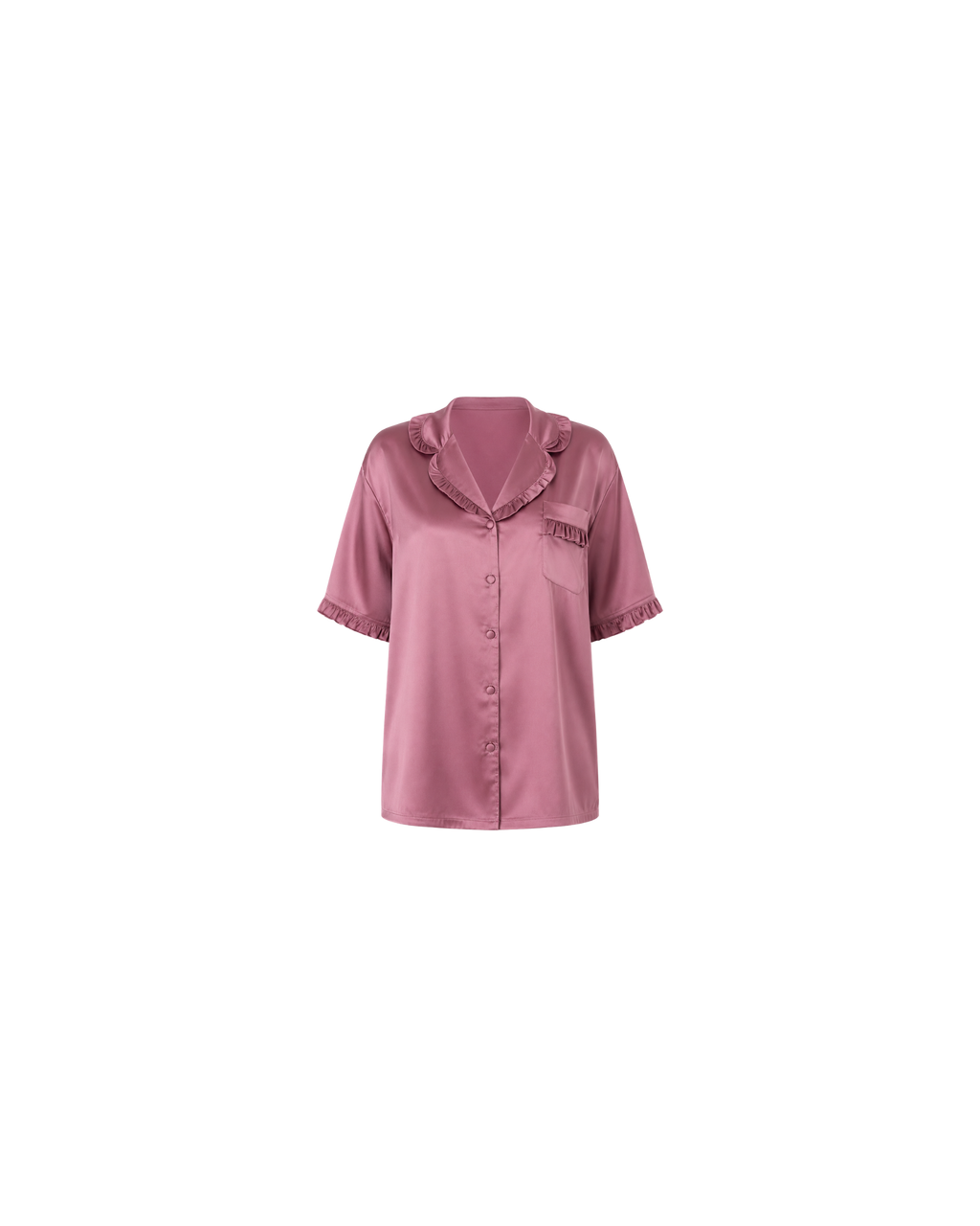 Pyjama Satin Rose Mauve Volants Chic