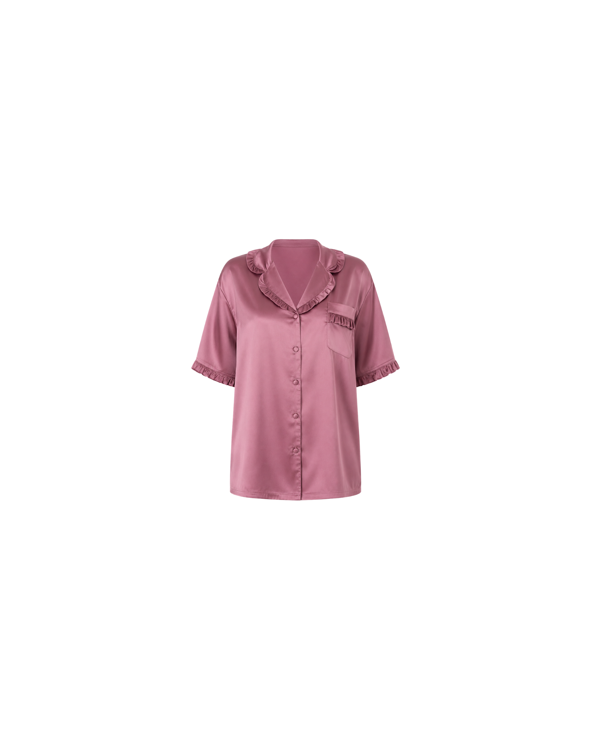 Pyjama Satin Rose Mauve Volants Chic
