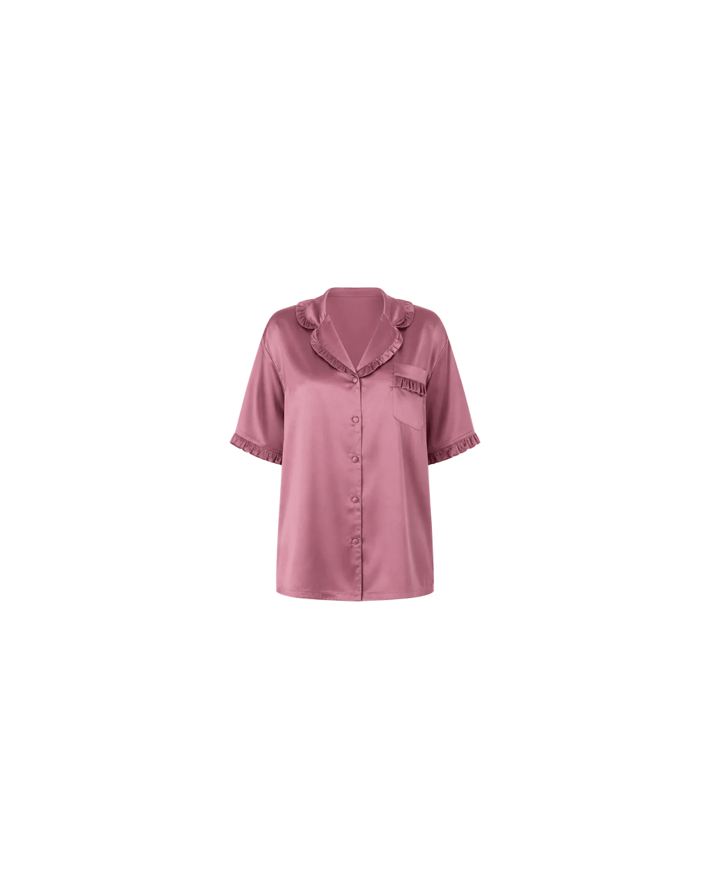 Pyjama Satin Rose Mauve Volants Chic - La Sprezzatura pyjamas