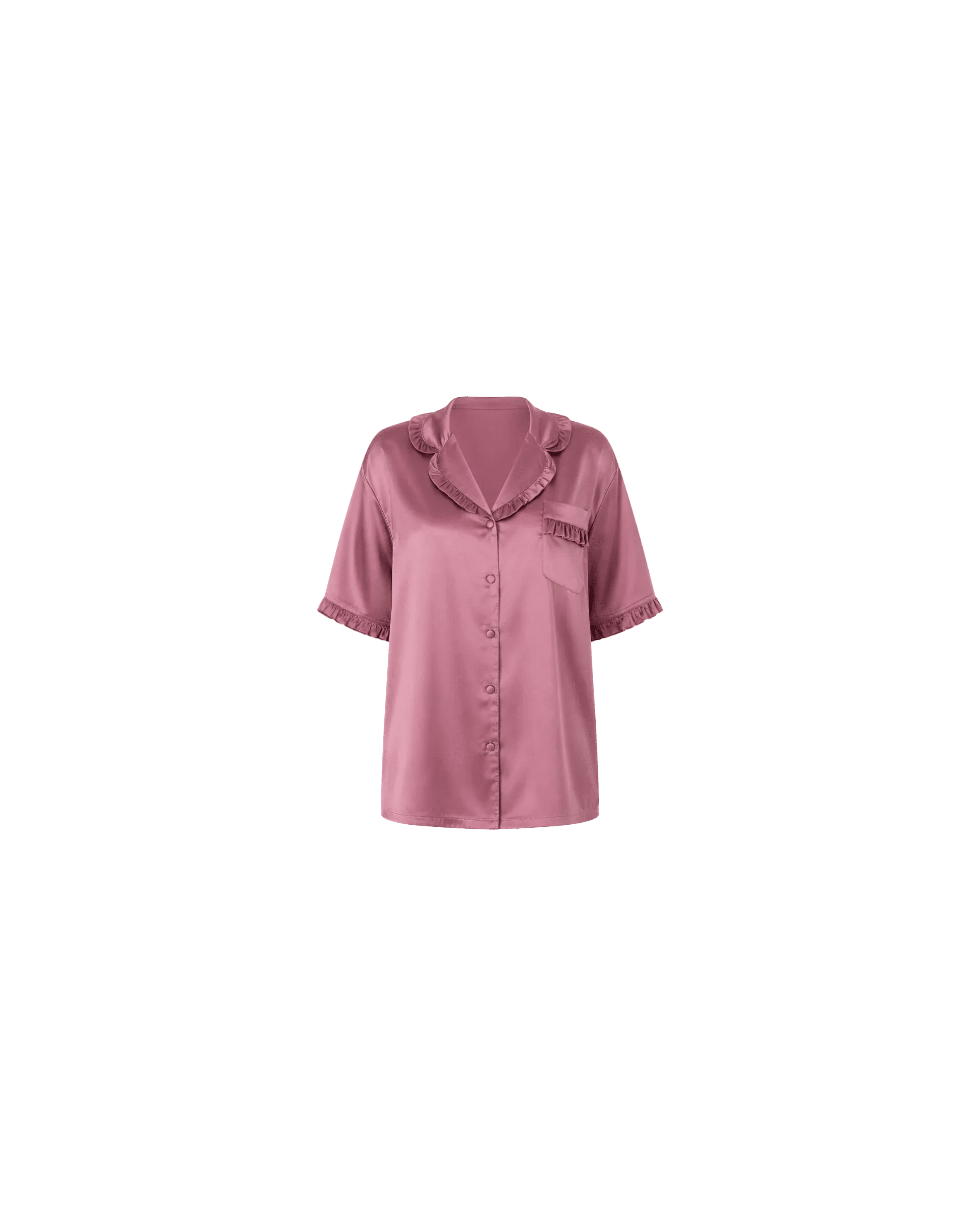 Pyjama Satin Rose Mauve Volants Chic - La Sprezzatura pyjamas