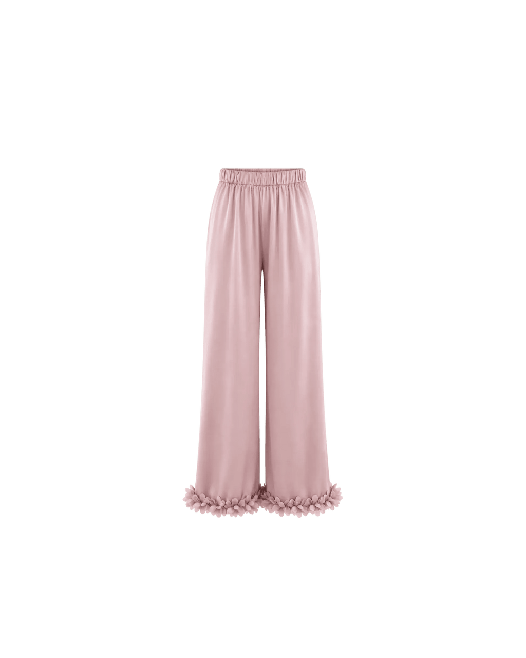PYJAMA SATIN ROSE POUDRÉ À FINITIONS FLORALES - La Sprezzatura pyjamas