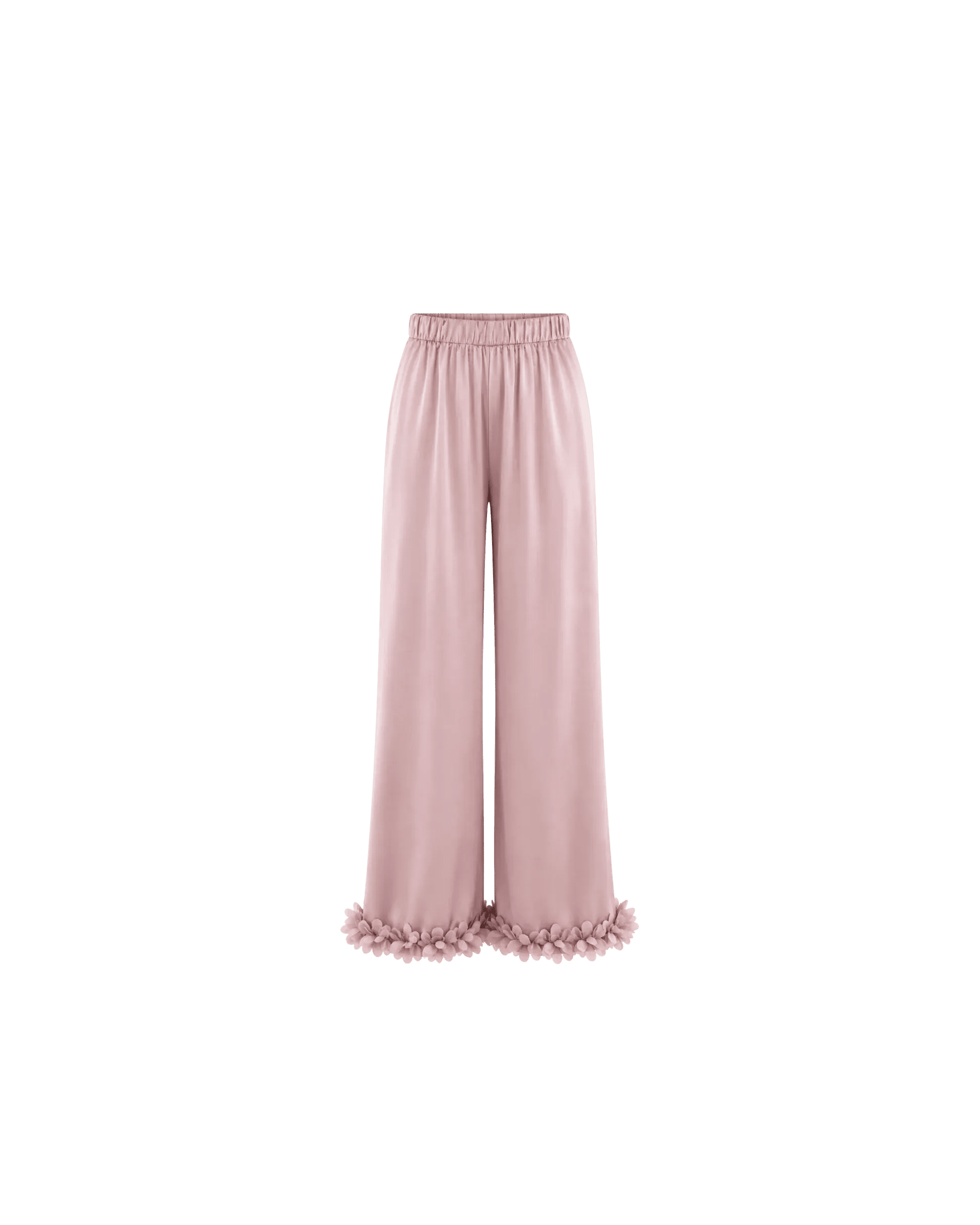 PYJAMA SATIN ROSE POUDRÉ À FINITIONS FLORALES - La Sprezzatura pyjamas