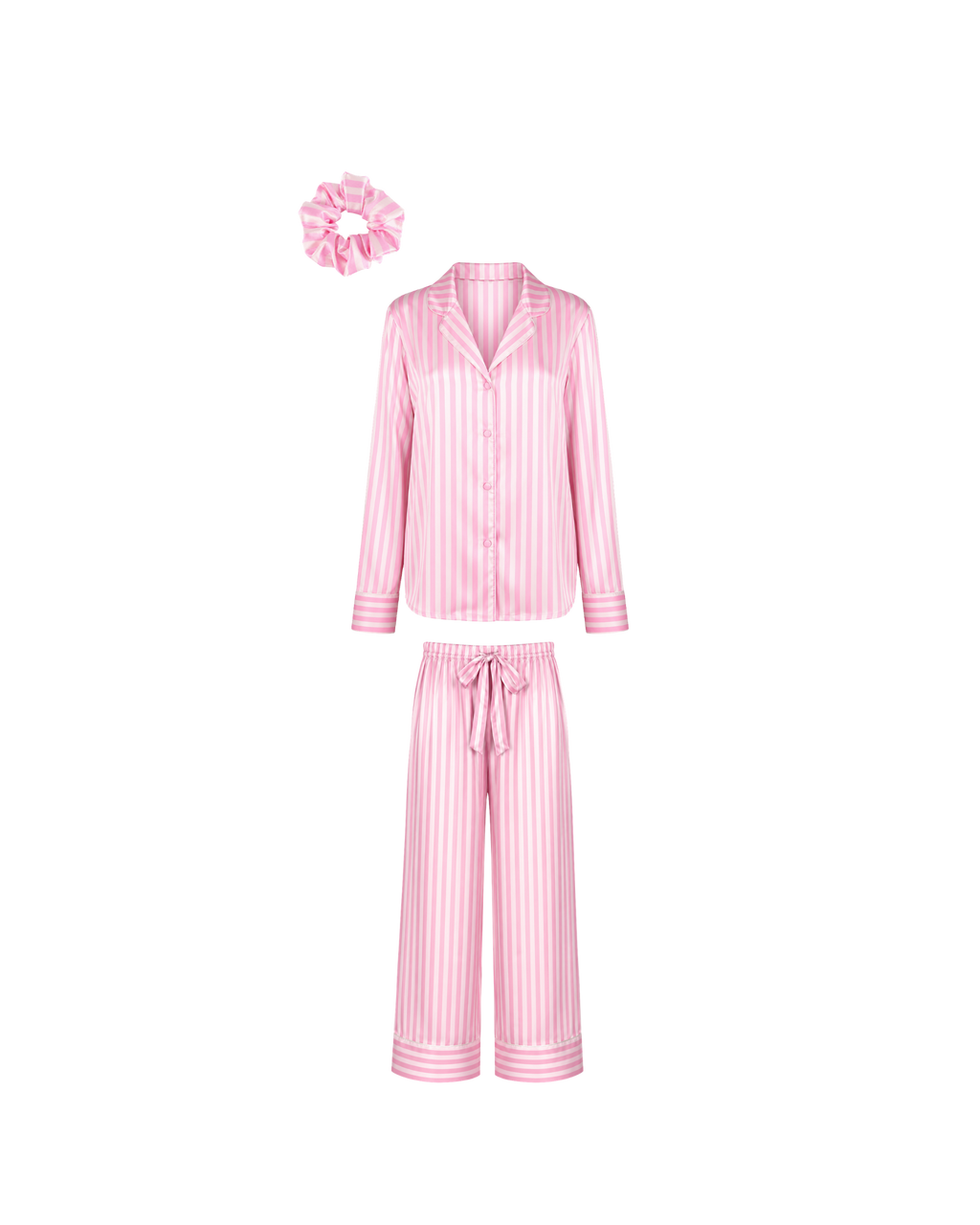 Pyjama Satin Rose Rayé Femme – Ensemble 3 Pièces Cocooning