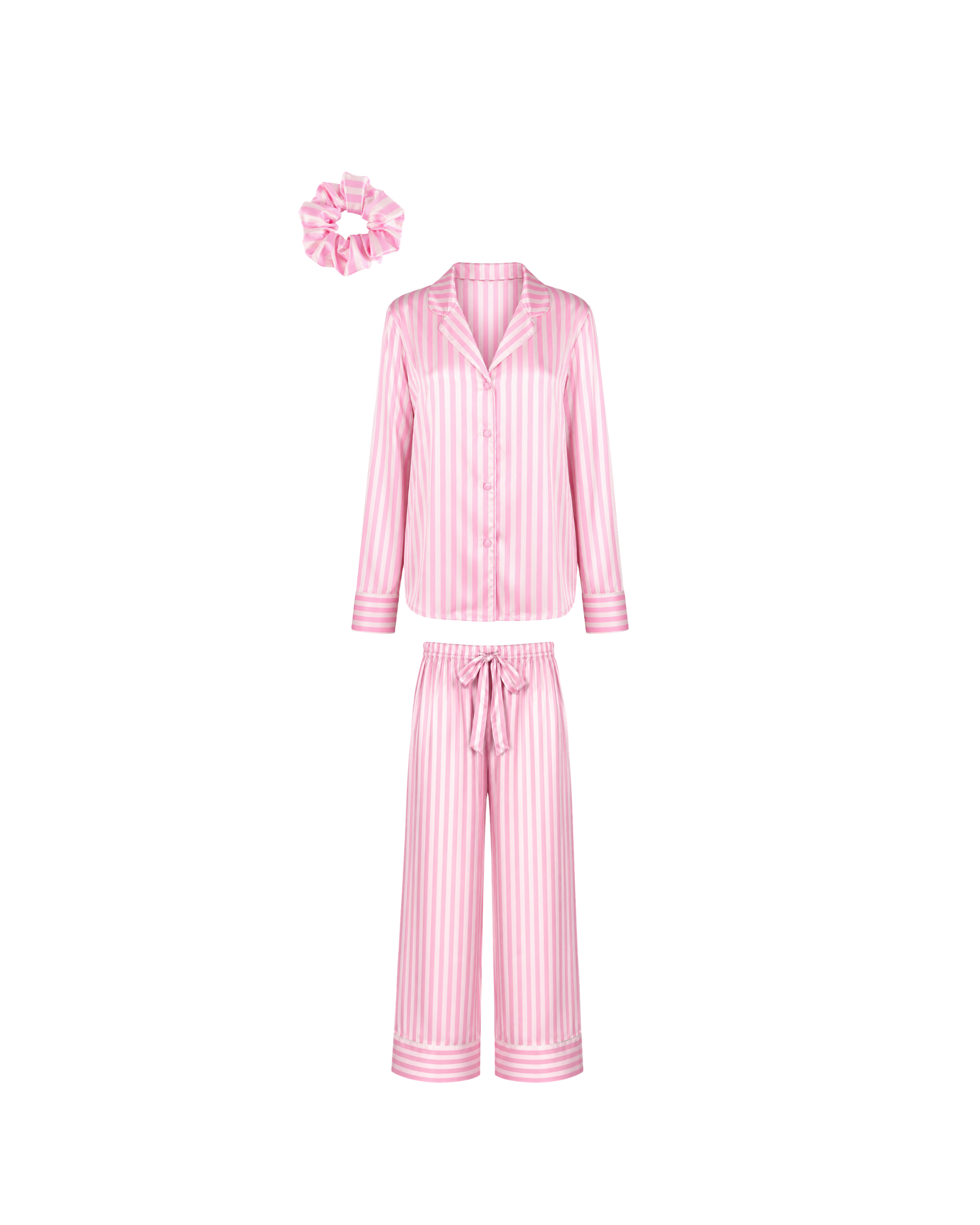 Pyjama Satin Rose Rayé Femme – Ensemble 3 Pièces Cocooning
