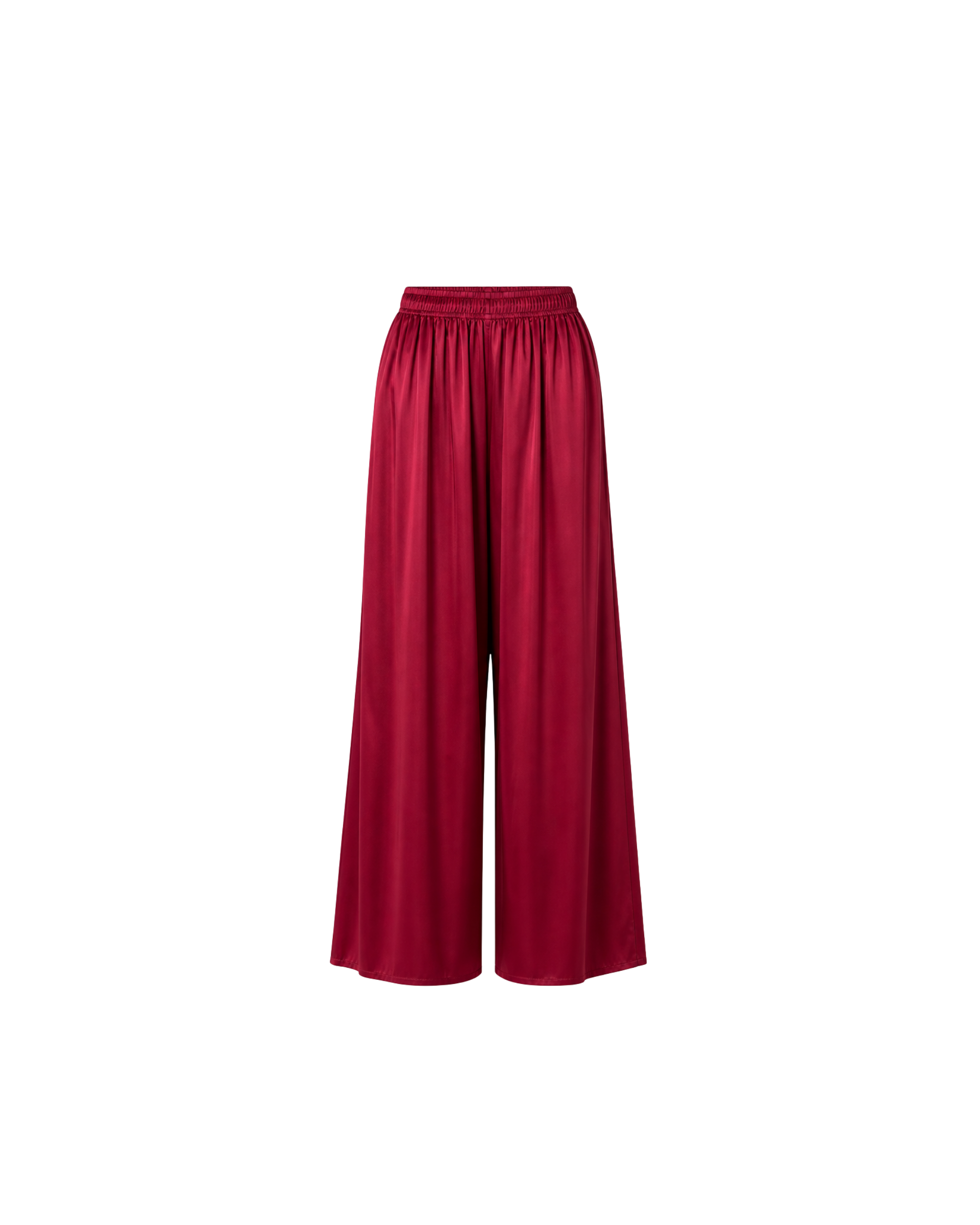 PYJAMA SATIN ROUGE BORDEAUX AVEC MANCHES TULLE – 2 PIÈCES