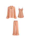 PYJAMA SATIN SAUMON 3 PIÈCES ÉLÉGANCE FÉMININE