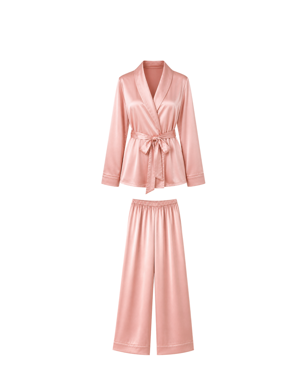 Pyjama Satin Saumon Femme – Ensemble 2 Pièces