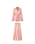 Pyjama Satin Saumon Femme – Ensemble 2 Pièces