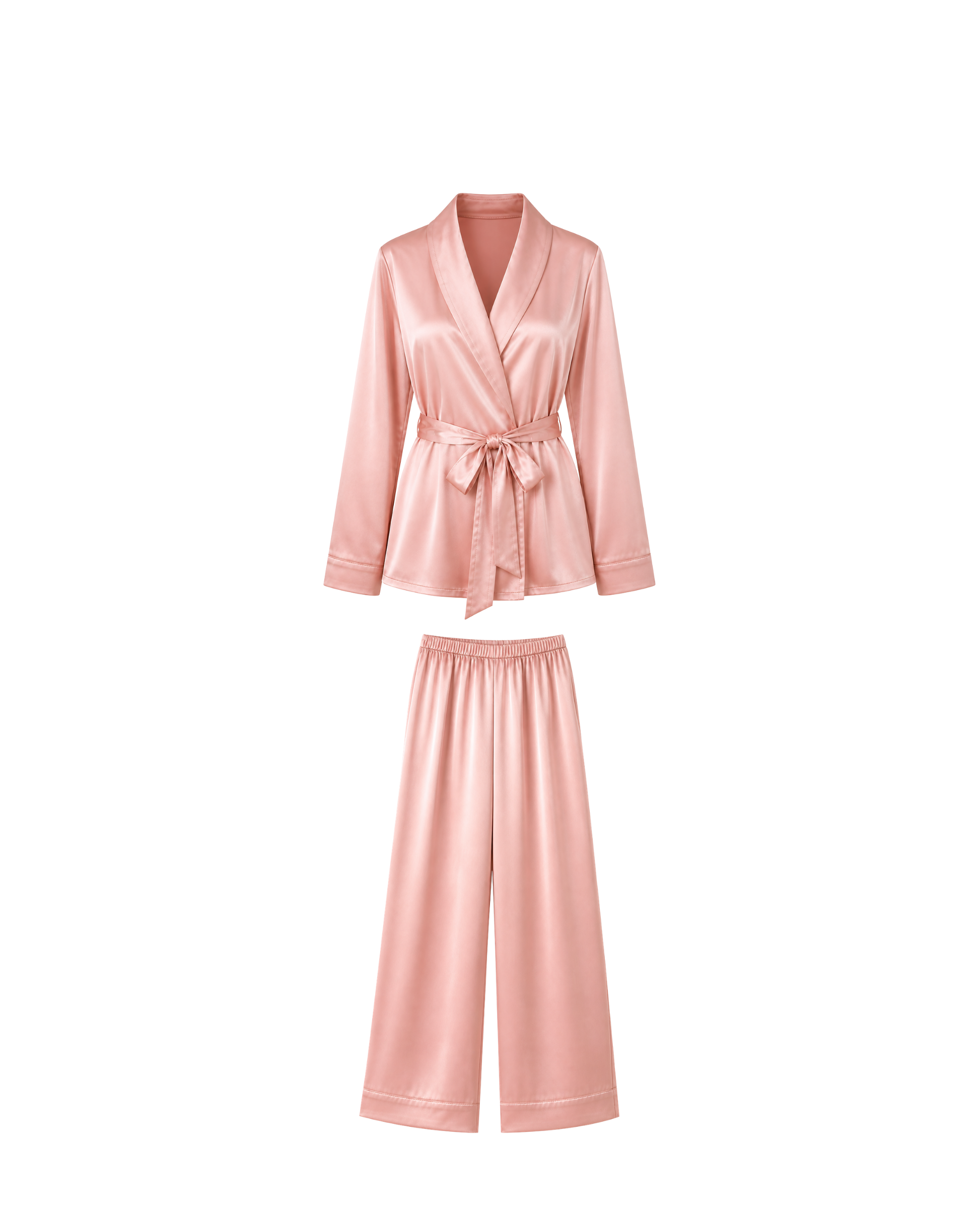 Pyjama Satin Saumon Femme – Ensemble 2 Pièces