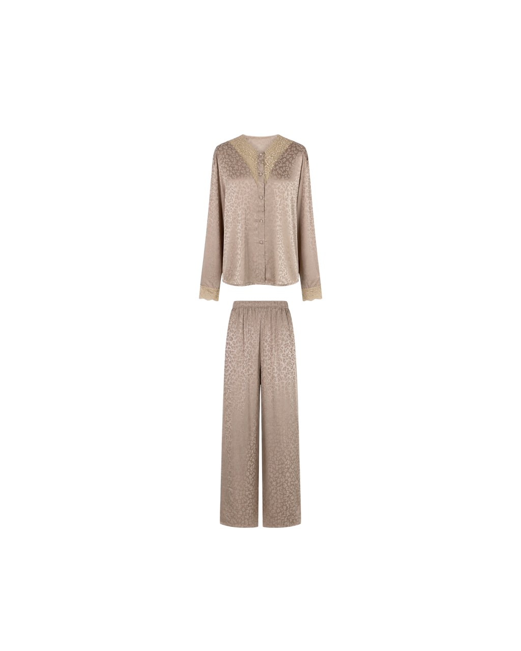 Pyjama Satin Taupe Dentelle Femme