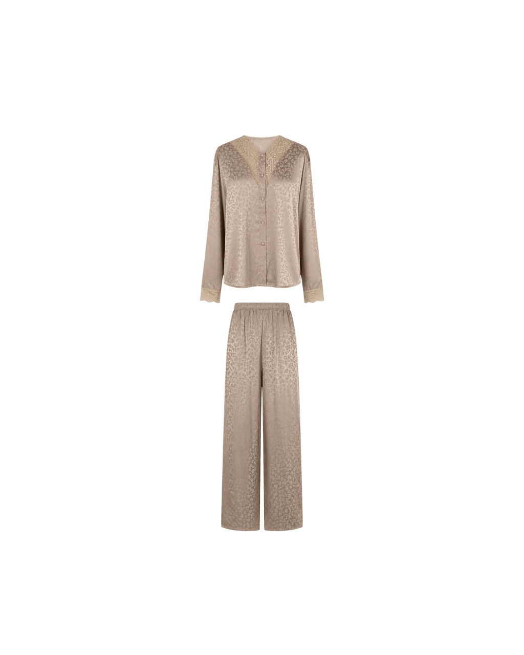 Pyjama Satin Taupe Dentelle Femme - La Sprezzatura pyjamas