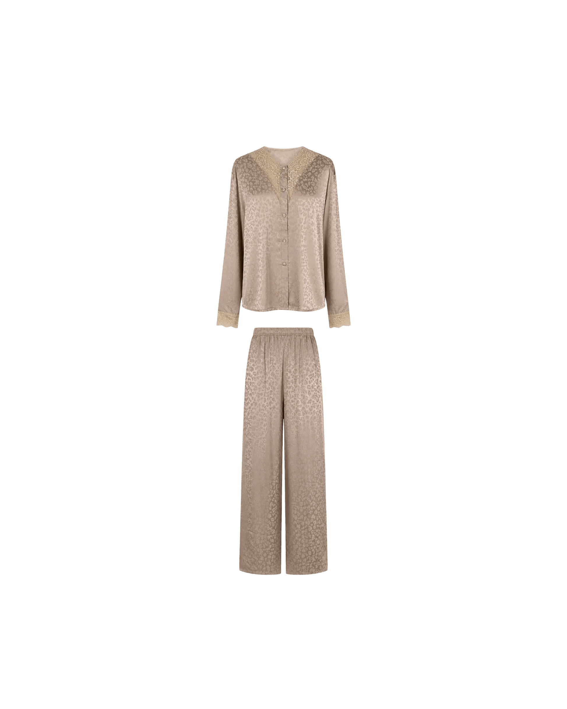 Pyjama Satin Taupe Dentelle Femme - La Sprezzatura pyjamas