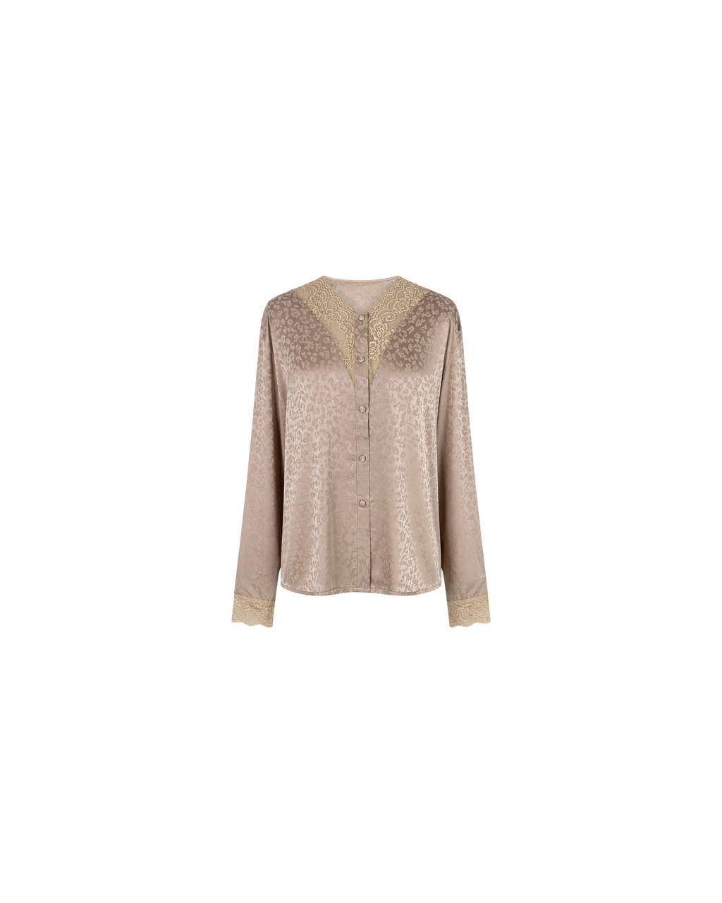 Pyjama Satin Taupe Dentelle Femme