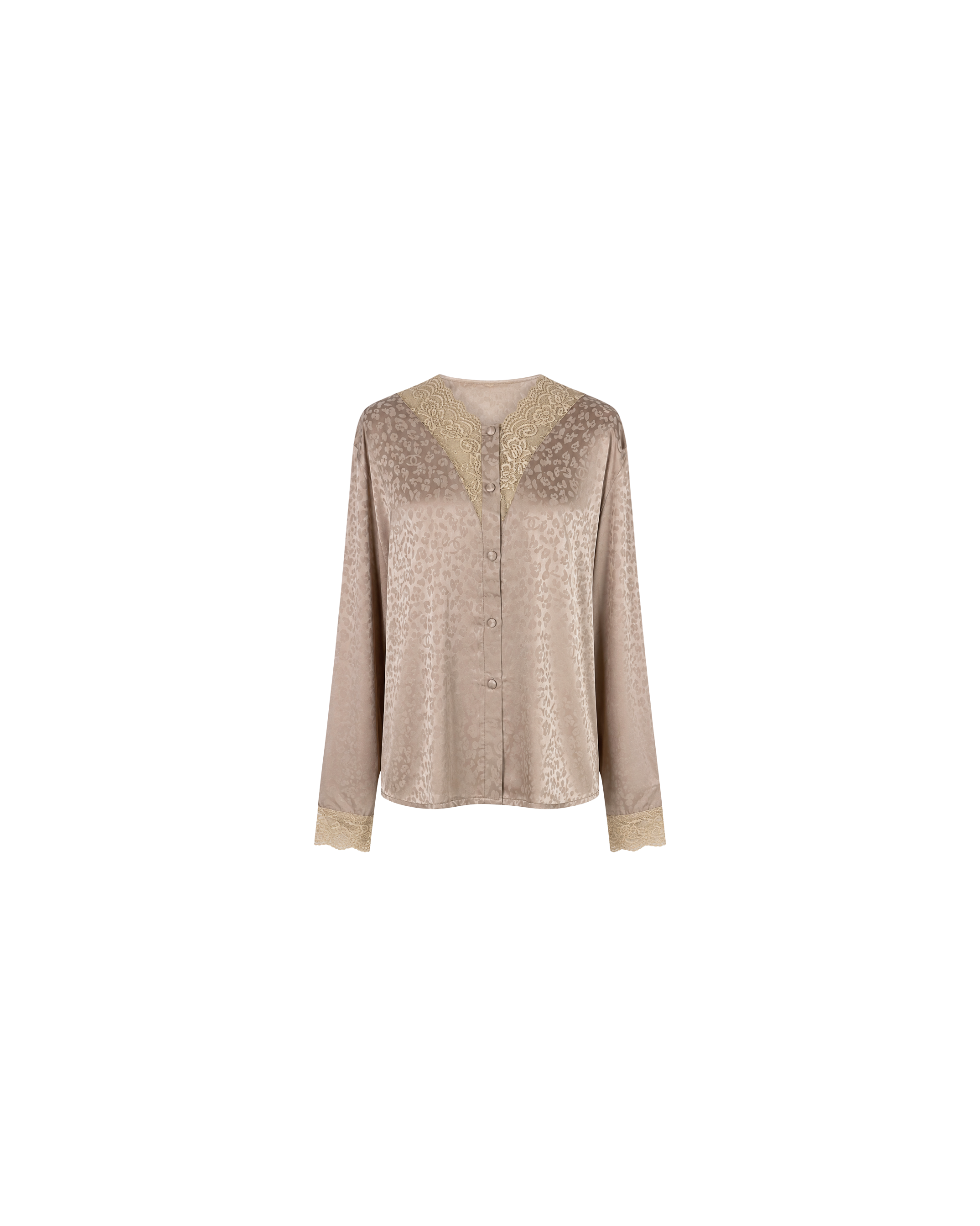 Pyjama Satin Taupe Dentelle Femme