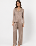 Pyjama Satin Taupe Dentelle Femme