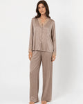 Pyjama Satin Taupe Dentelle Femme - La Sprezzatura pyjamas