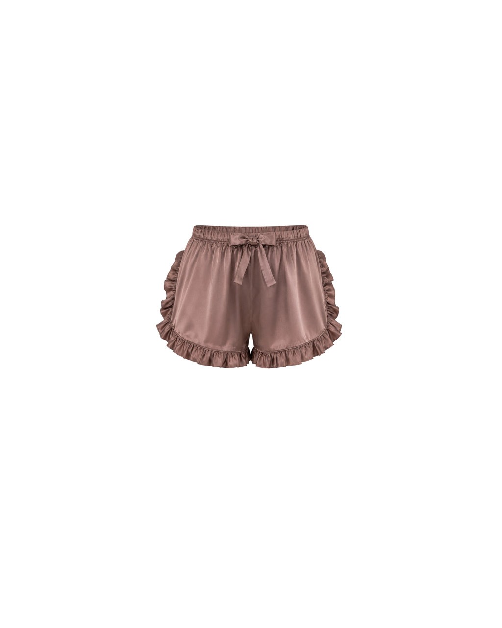 Pyjama Satin Taupe Rosé Volants Élégance