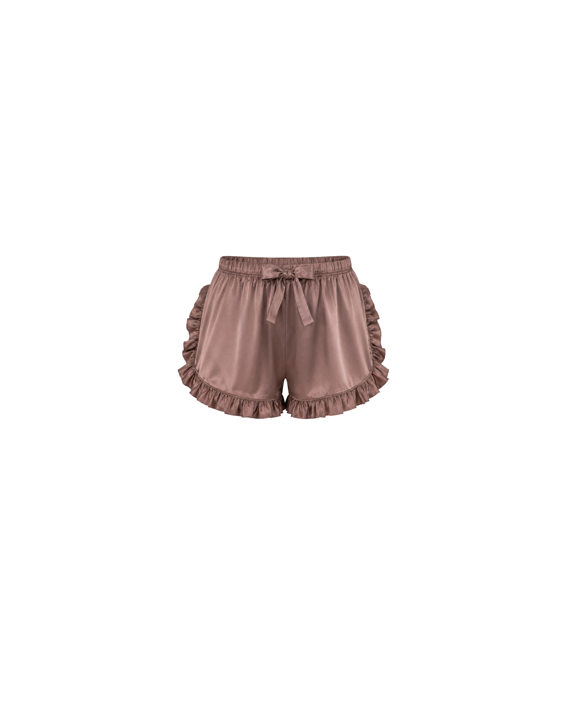 Pyjama Satin Taupe Rosé Volants Élégance
