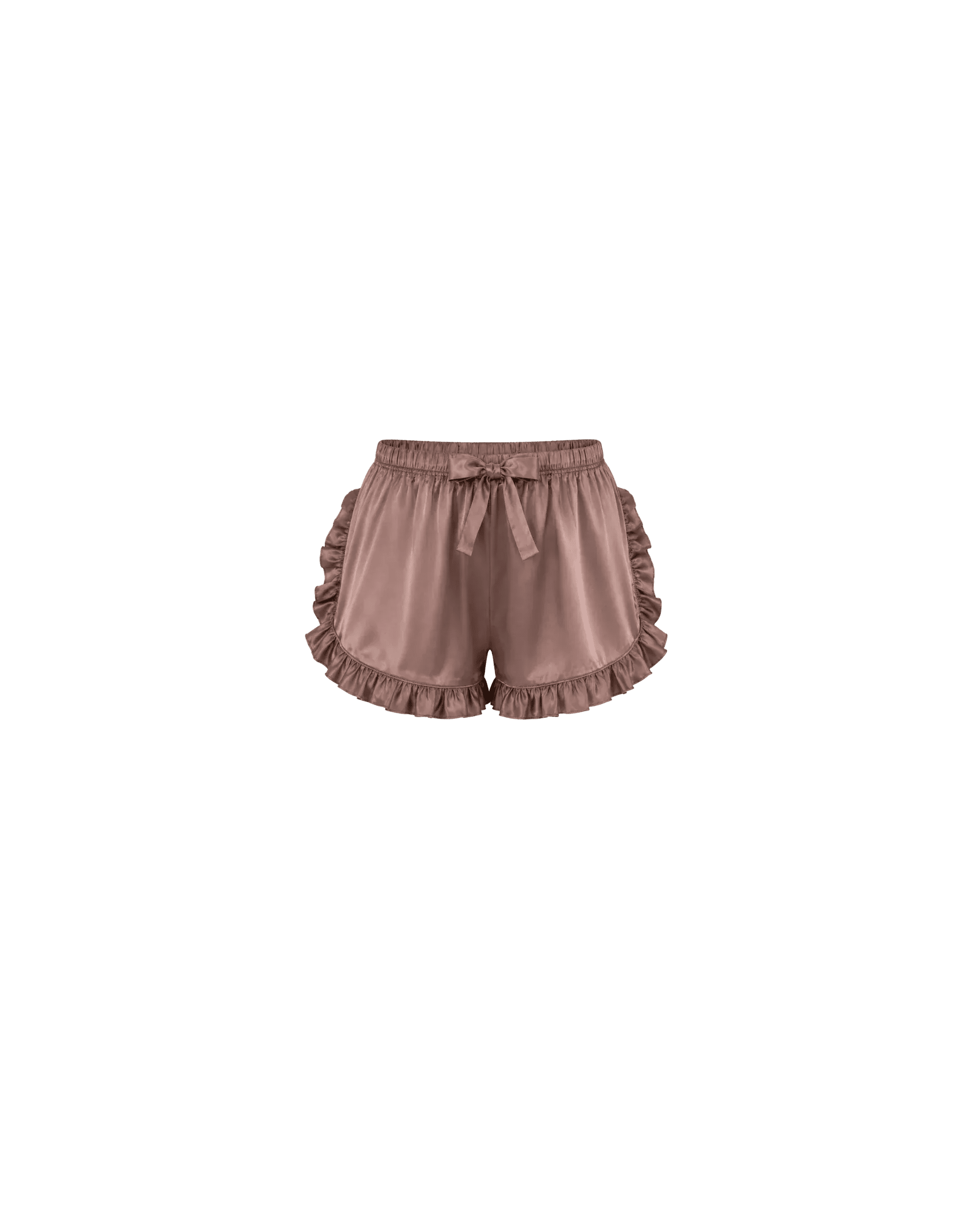 Pyjama Satin Taupe Rosé Volants Élégance - La Sprezzatura pyjamas