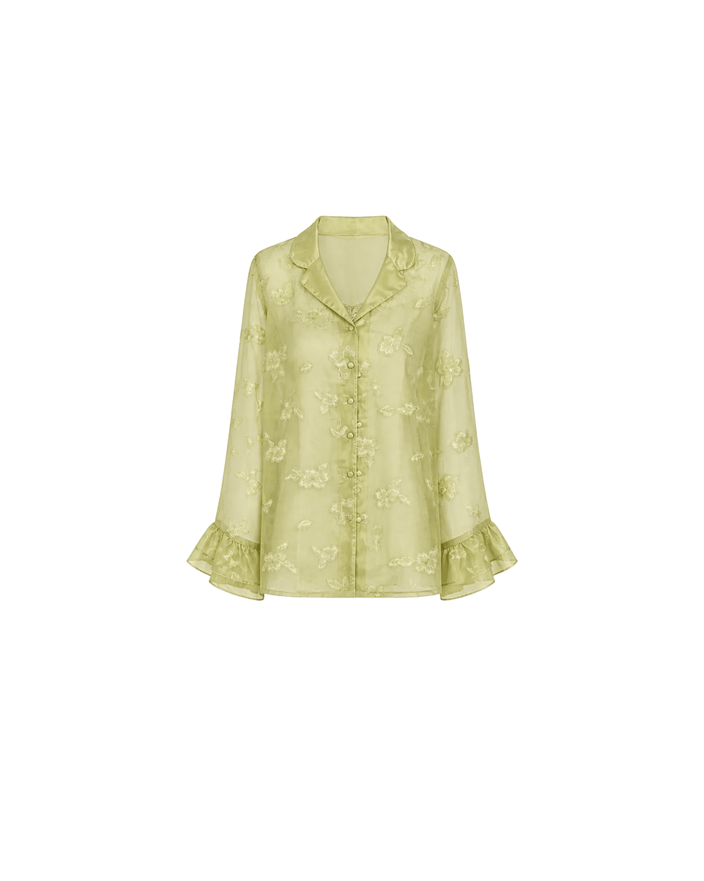 PYJAMA SATIN VERT PISTACHE 3 PIÈCES – NUISETTE, PANTALON & KIMONO DENTELLE - La Sprezzatura pyjamas