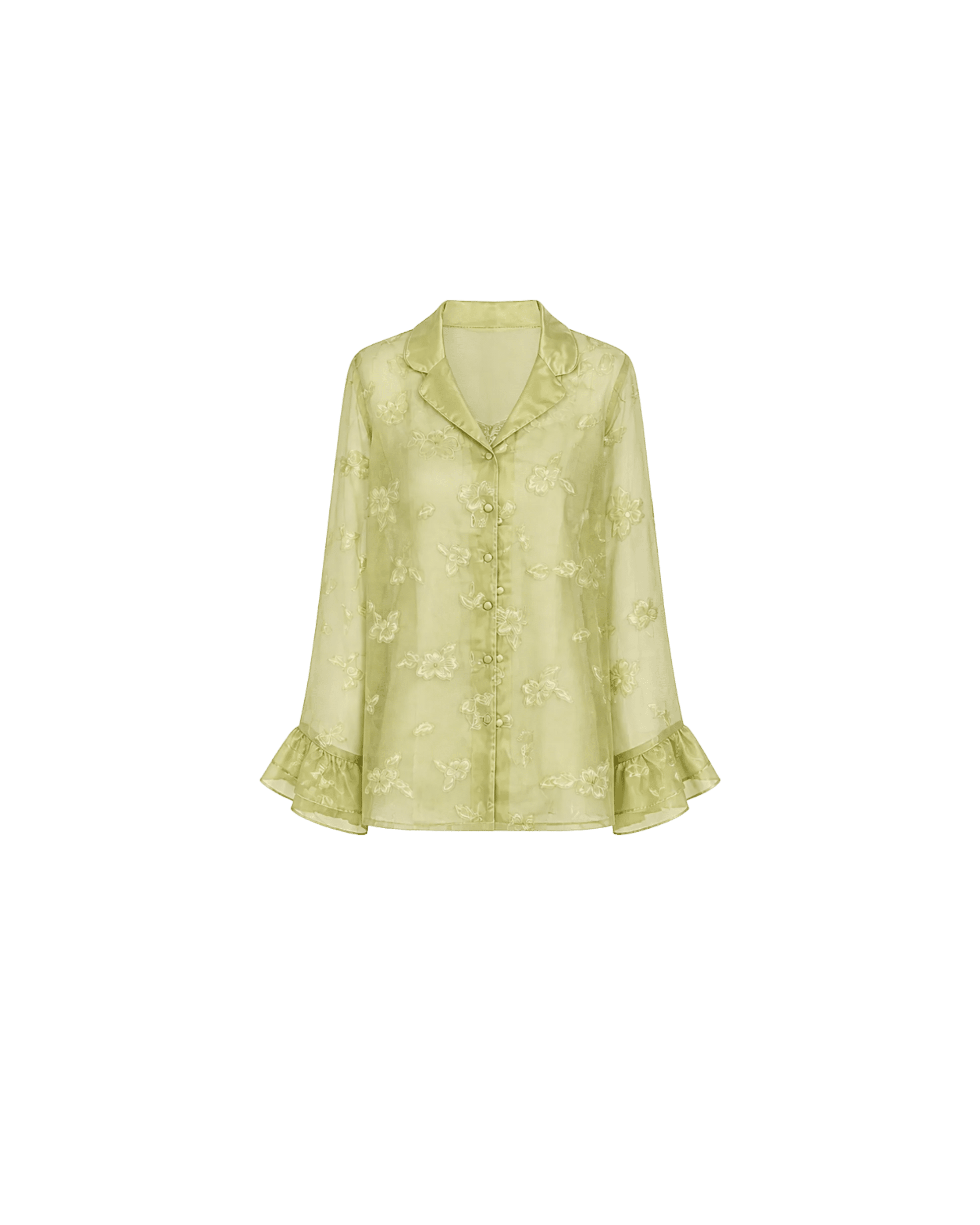 PYJAMA SATIN VERT PISTACHE 3 PIÈCES – NUISETTE, PANTALON & KIMONO DENTELLE - La Sprezzatura pyjamas