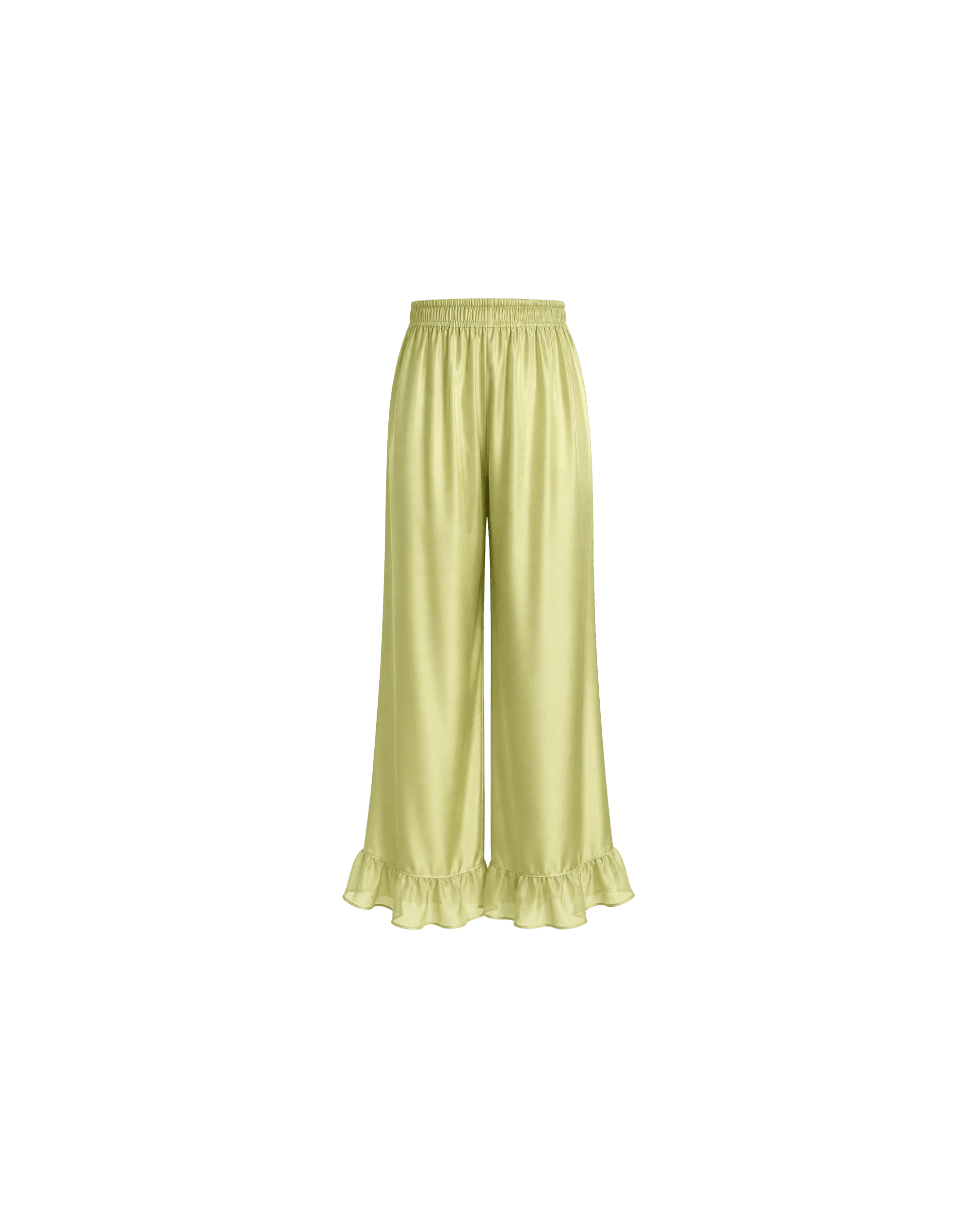 PYJAMA SATIN VERT PISTACHE 3 PIÈCES – NUISETTE, PANTALON & KIMONO DENTELLE - La Sprezzatura pyjamas