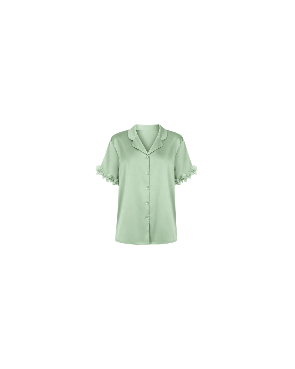 Pyjama Satin Vert Sauge Femme – Ensemble Satin Fluide à Fleurs - La Sprezzatura pyjamas