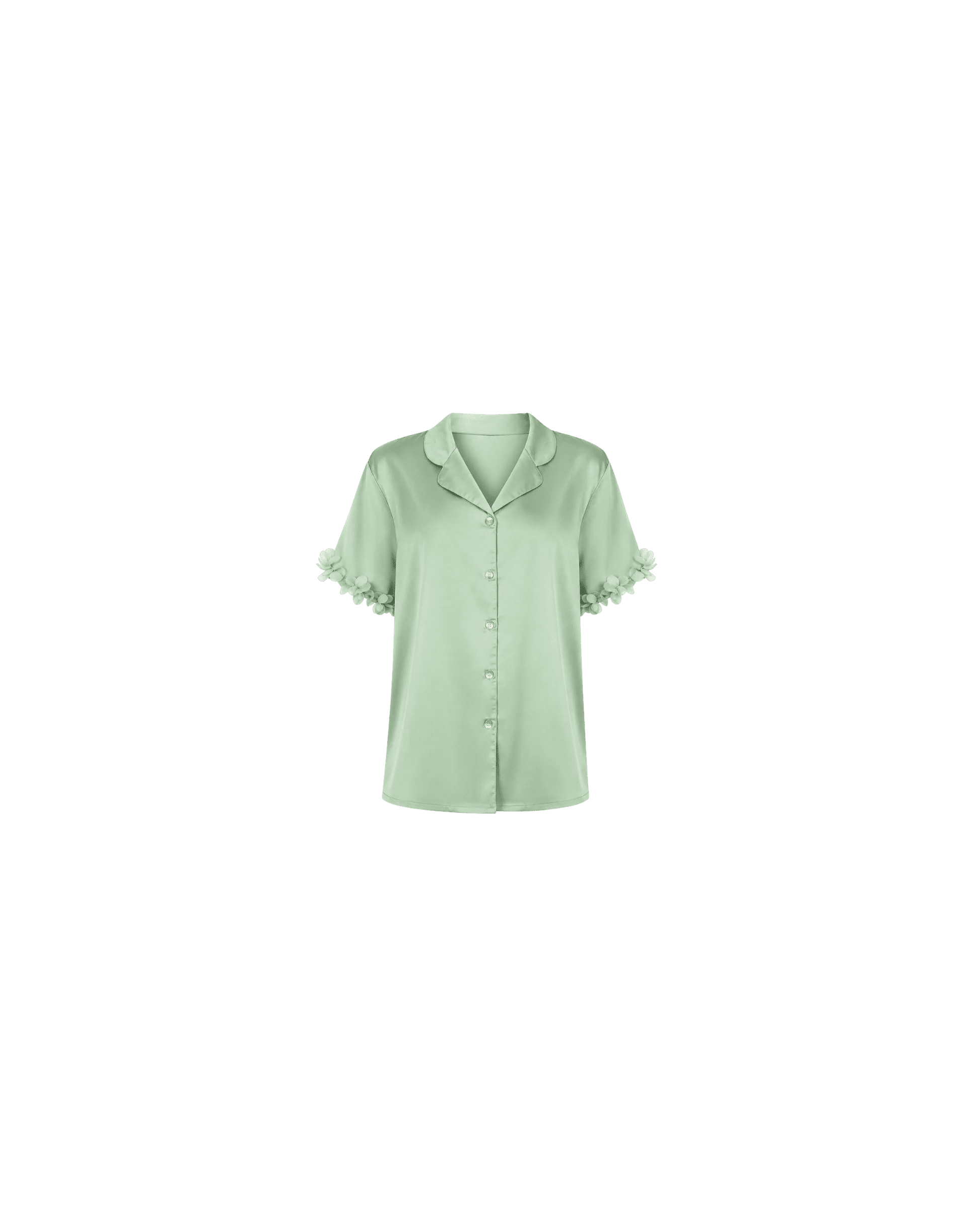 Pyjama Satin Vert Sauge Femme – Ensemble Satin Fluide à Fleurs - La Sprezzatura pyjamas