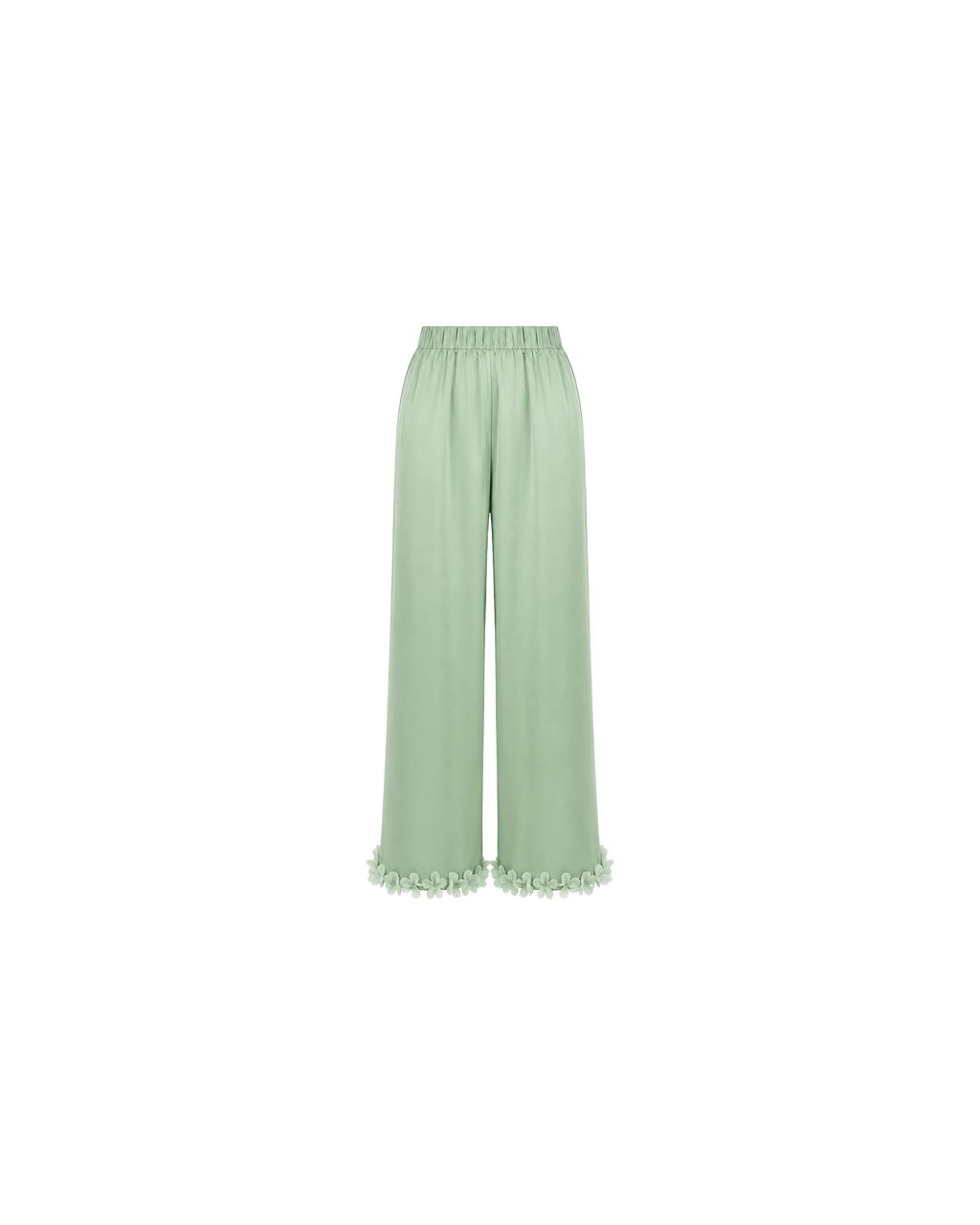 Pyjama Satin Vert Sauge Femme – Ensemble Satin Fluide à Fleurs