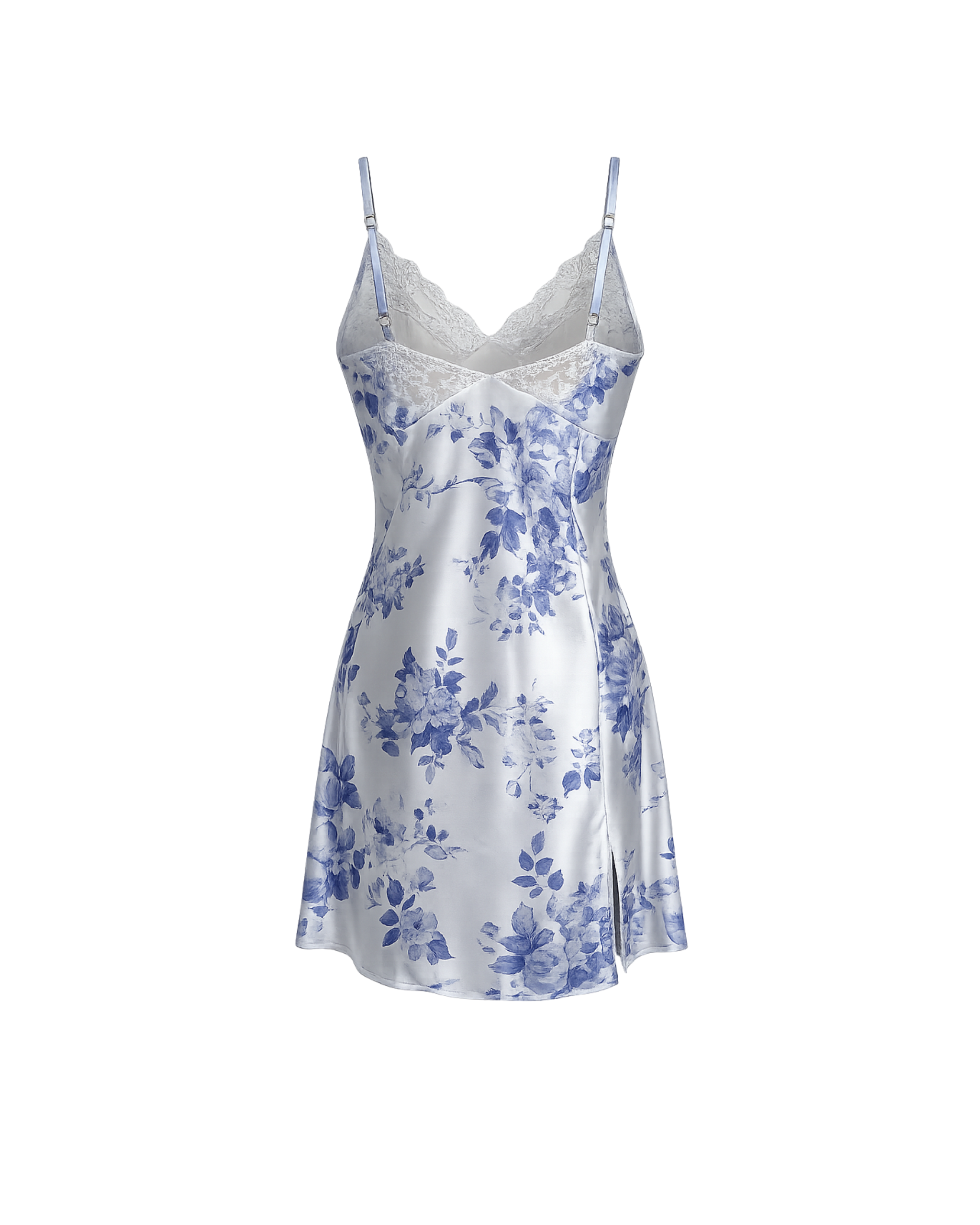 NUISETTE SATIN FLORALE BLANCHE ET BLEUE
