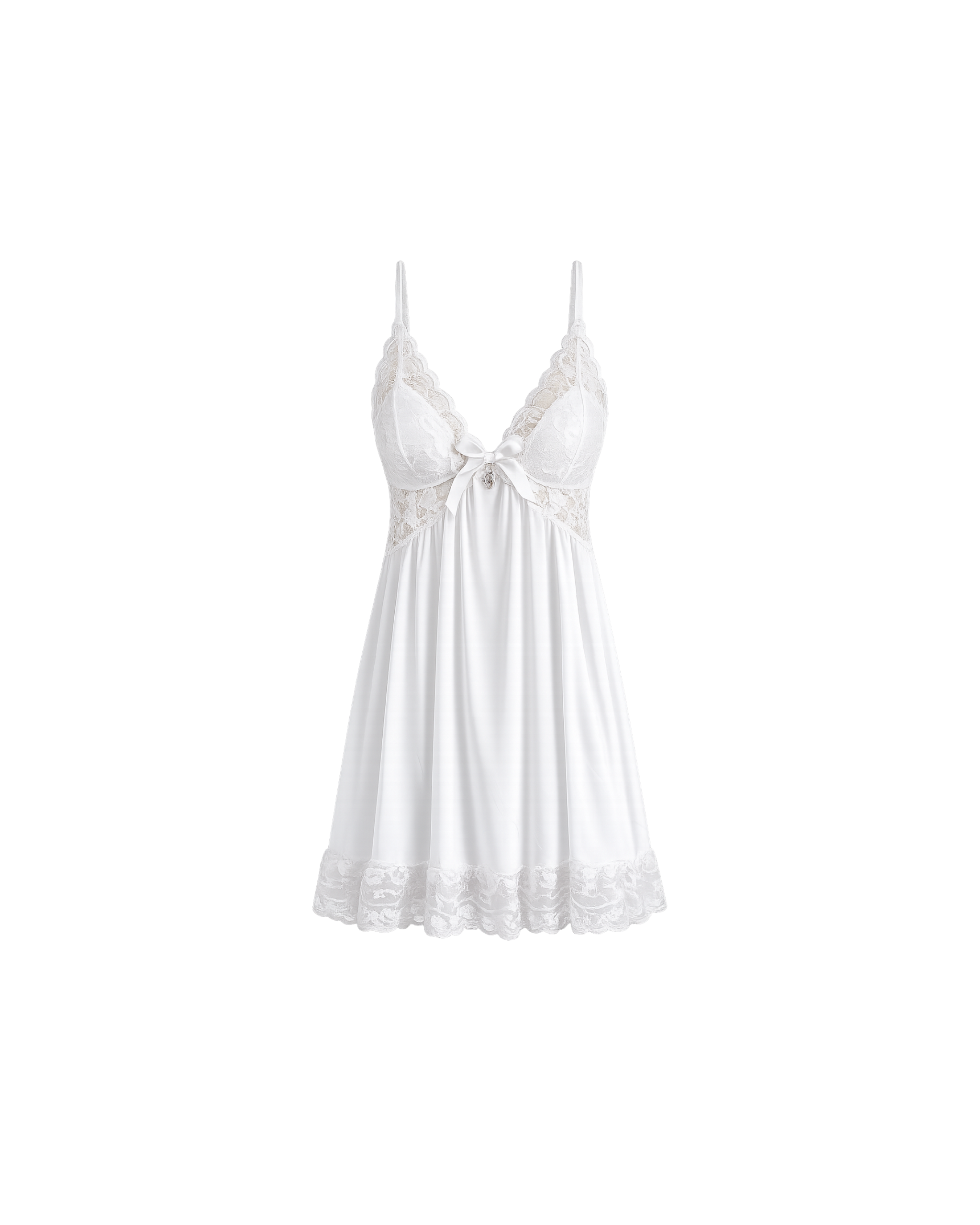 Ensemble Nuisette Blanche Dentelle 3 Pièces – Élégance Satinée & Féminité