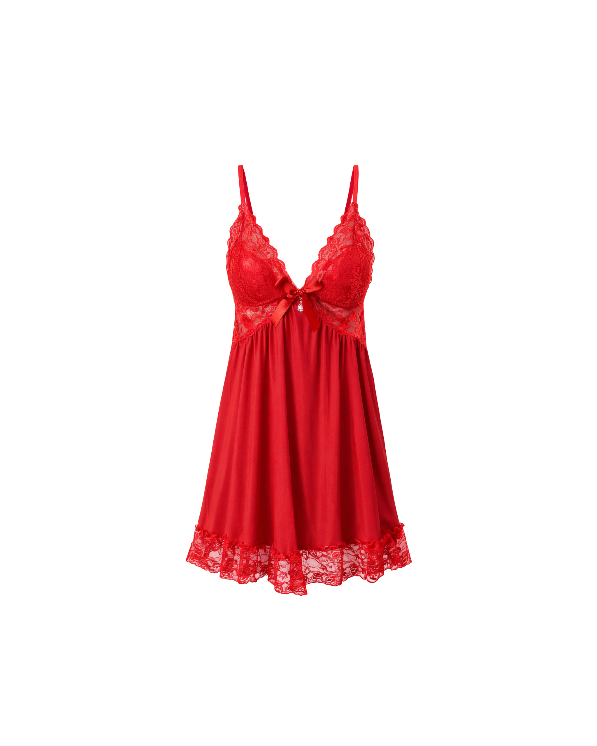 ENSEMBLE NUISETTE ROUGE 3 PIÈCES EN DENTELLE