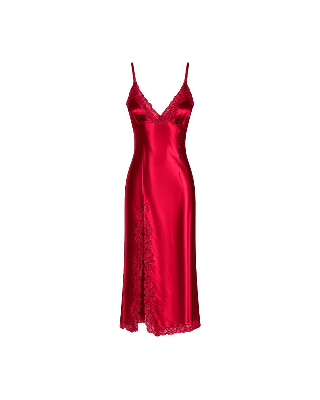 NUISETTE SATIN ROUGE LONGUE DENTELLE