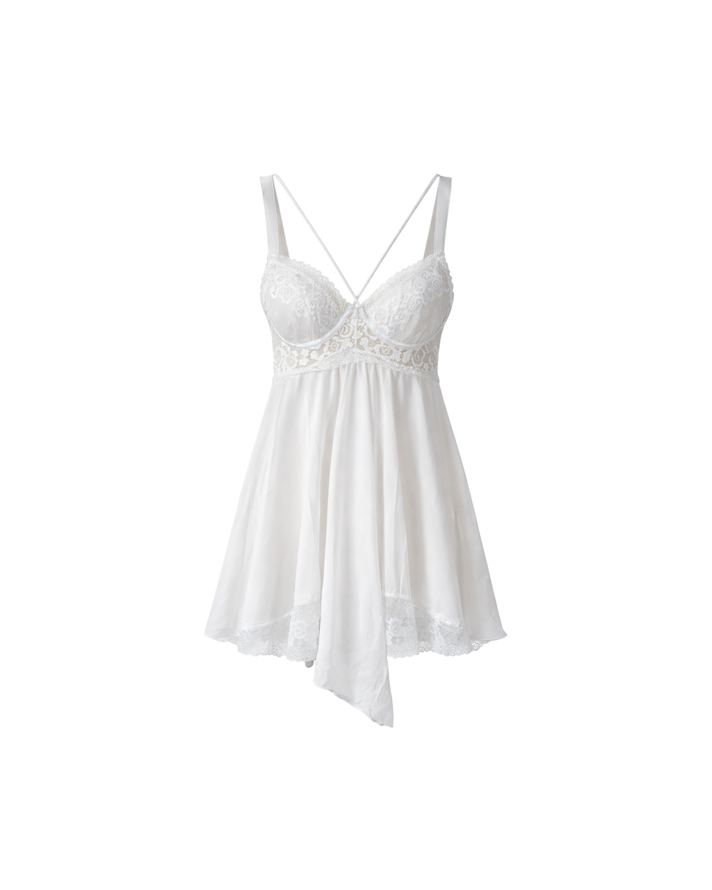 NUISETTE BLANCHE DENTELLE & STRING – MATIÈRE STRETCH