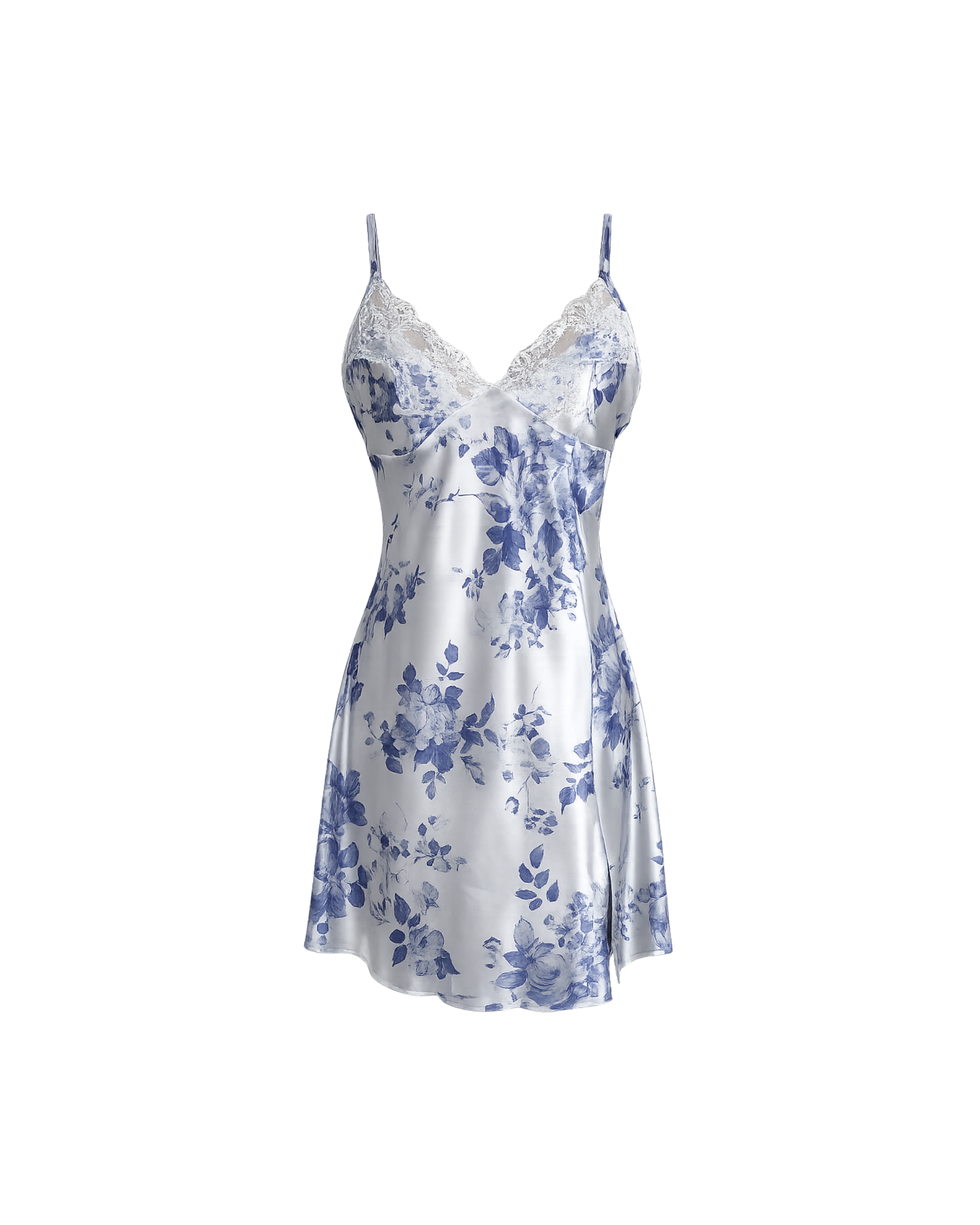 NUISETTE SATIN FLORALE BLANCHE ET BLEUE