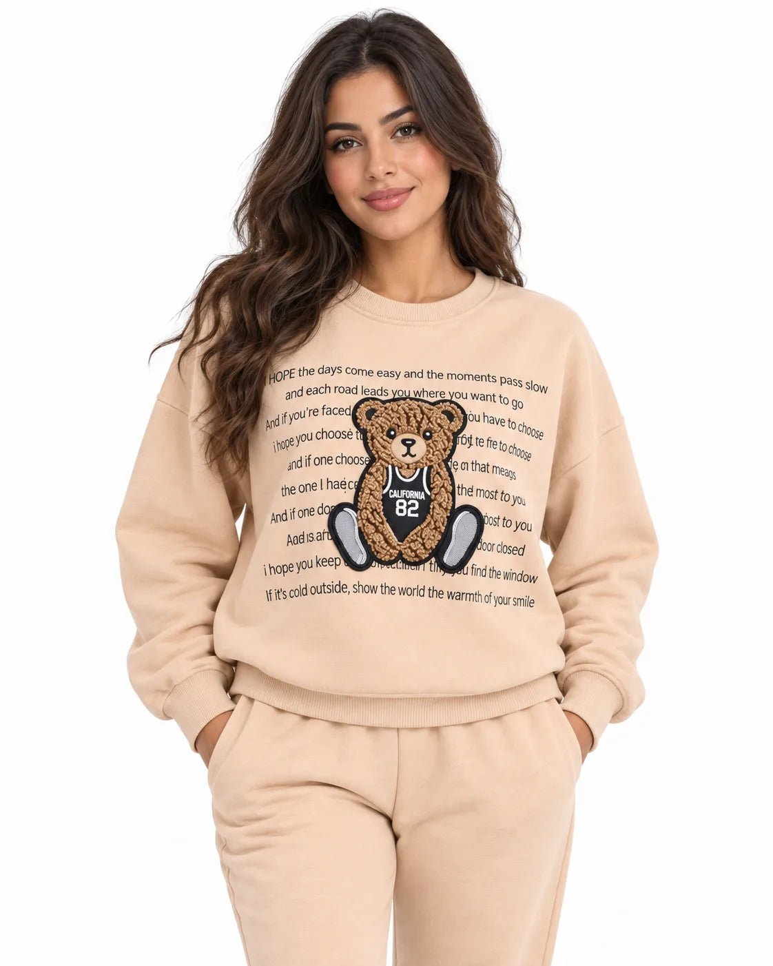 Ensemble Jogging Femme Beige Teddy California 82 - La Sprezzatura pyjamas