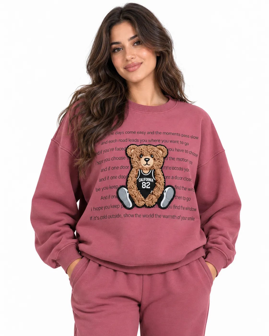 Ensemble Jogging Femme Rose Framboise Teddy California 82 - La Sprezzatura pyjamas