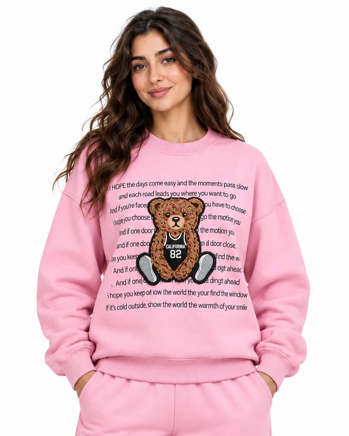 Ensemble Jogging Femme Rose Teddy California 82 - La Sprezzatura pyjamas